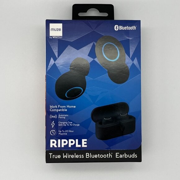 Muze by Vivitar RIPPLE True Wireless Bluetooth Earbuds BLACK NEW - Picture 2 of 4